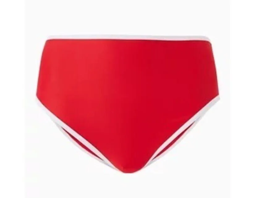Its Now Cool Waisted Duo Bikini Briefs Stretch Nylon Red White Contrast Size 8 - Image 4