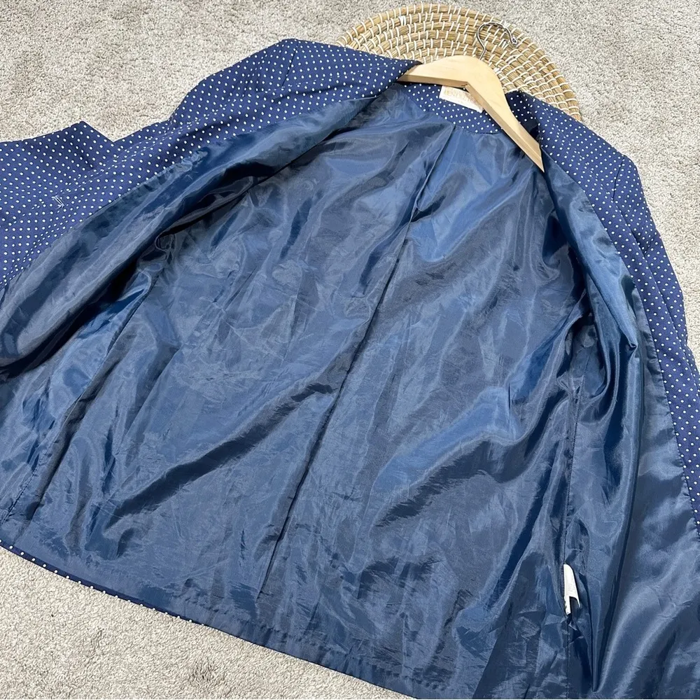Pendleton Womens Vintage Polka Dot Print Lightweight Blazer Jacket Retro Navy 10 - Image 9