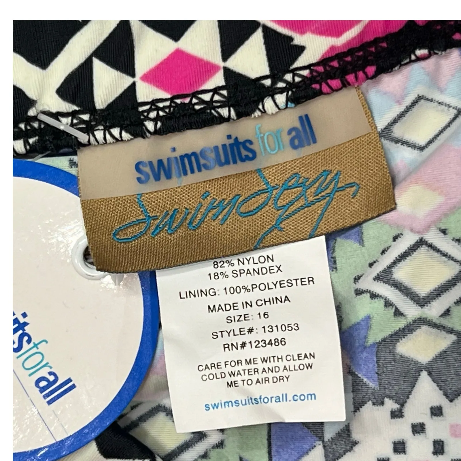 Swimsuits For All Swim Sexy Bikini Bottom Womens 16 Multicolor Geometric Boho Pink - Image 8