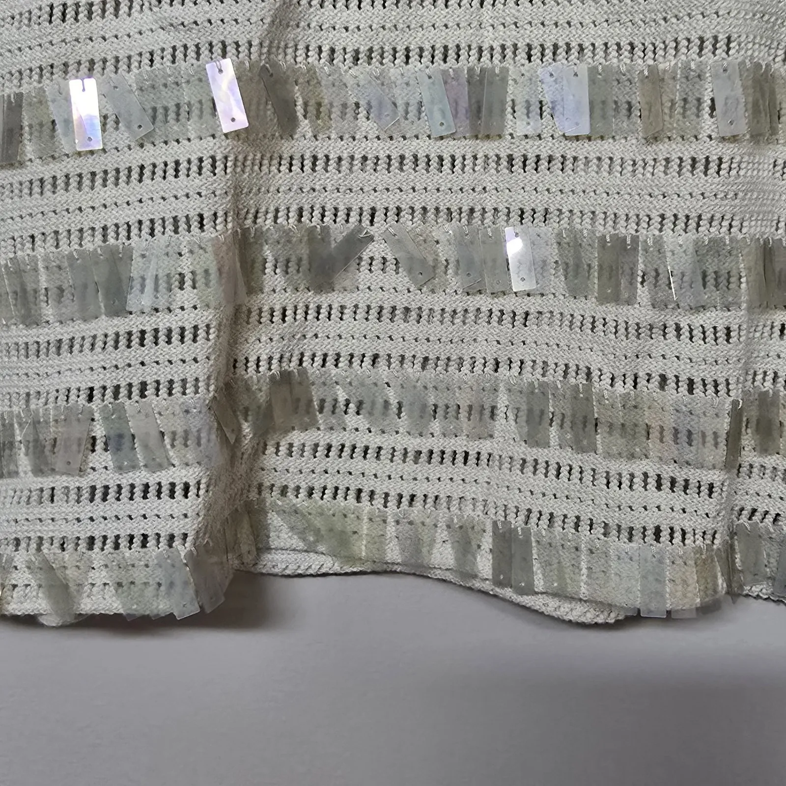 J.Crew Womens Crochet Ivory Short Sleeve Top Shirt Sequins Party Going Out Sz S - Image 5