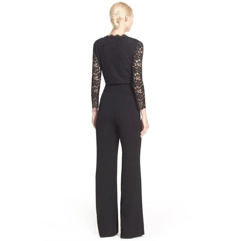 NWT Diane Von Furstenberg DVF Marlowe in Black Lace Bodice Jumpsuit 4 $598 - Image 12