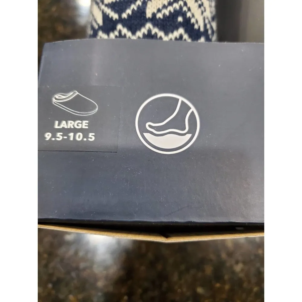 Club Room Blue & White Memory Foam Closed Toe Slip On Hoodback Clog Slipper 9.5 - Image 6