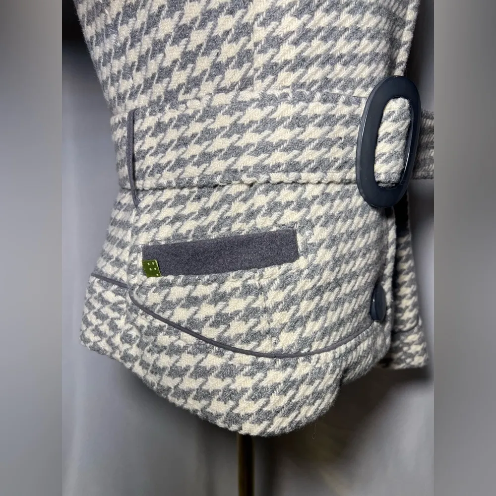 Soia & Kyo Gray Houndstooth Wool Belted Jacket | M - Image 8