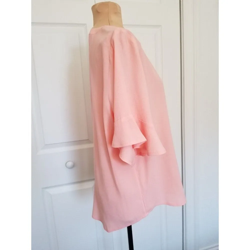 Chelsea28 V-Neck Short Sleeve w/Ruffle Edge Textured Fabric Pink Bud Womens Sz S - Image 2