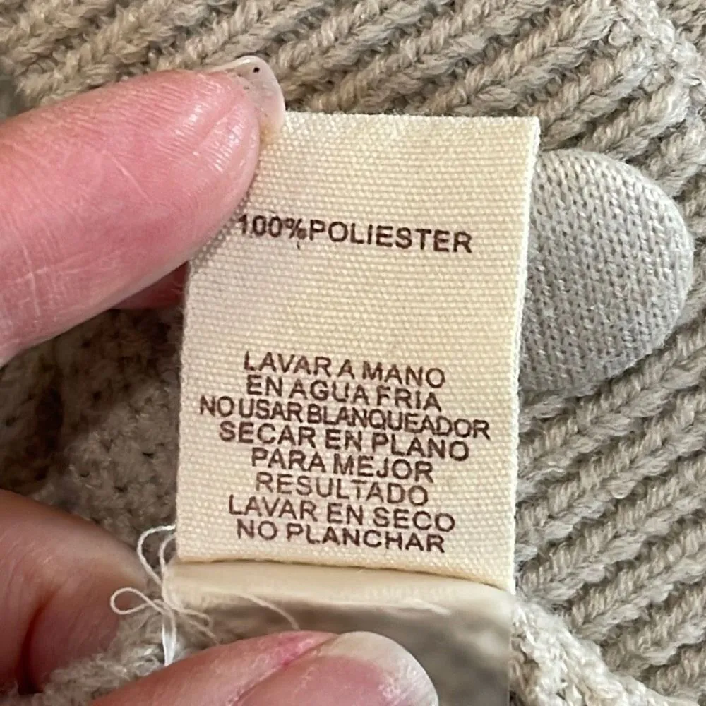 Hem & Thread Women's Hooded Cardigan Sweater Knit Ribbed Button Down Tan Small - Image 6