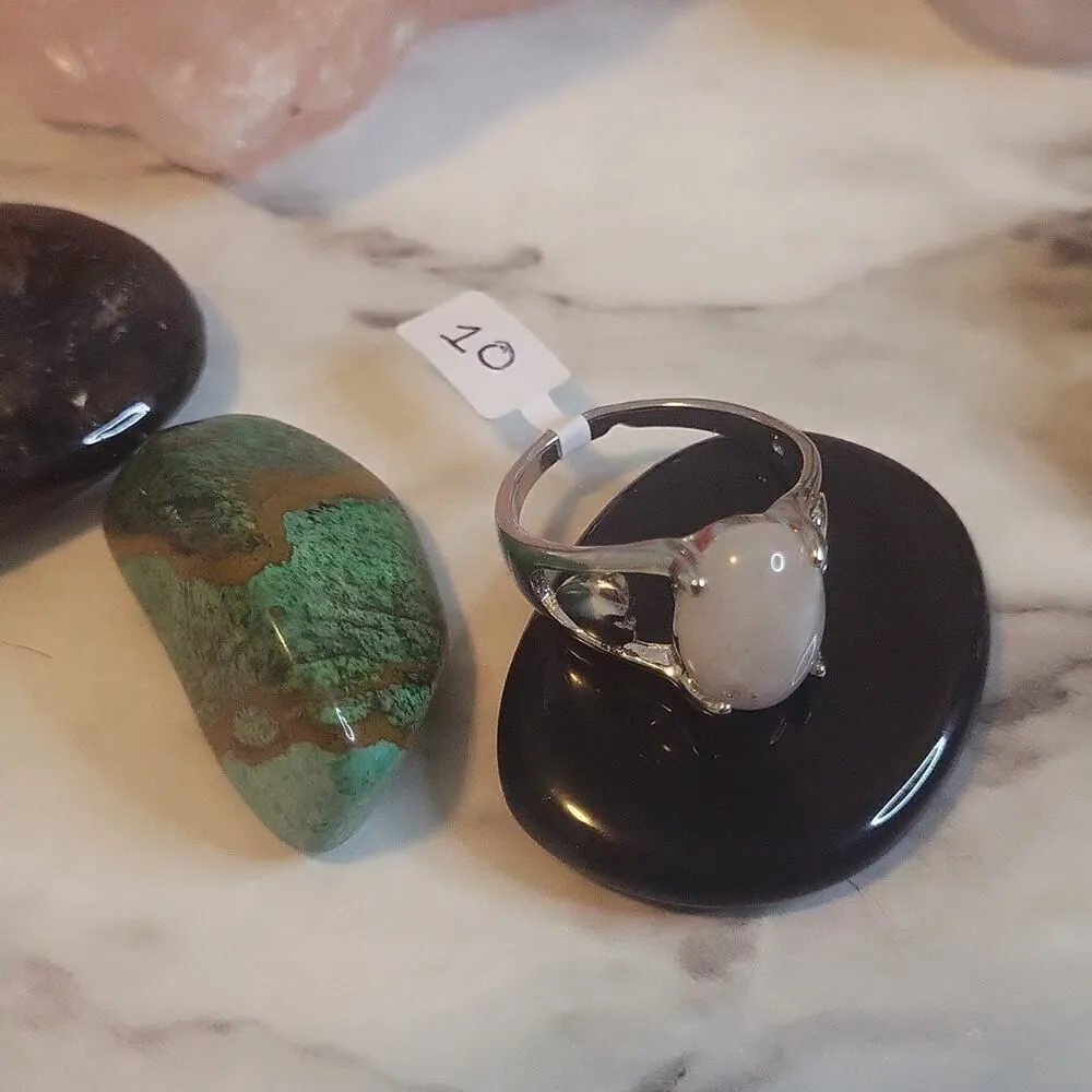 Snow Quartz Gemstone Silver Plated Rings Size 7 Green - Image 7