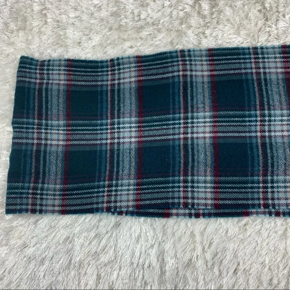 Black Grey Blue Red Plaid Fringed Scarf - Image 5
