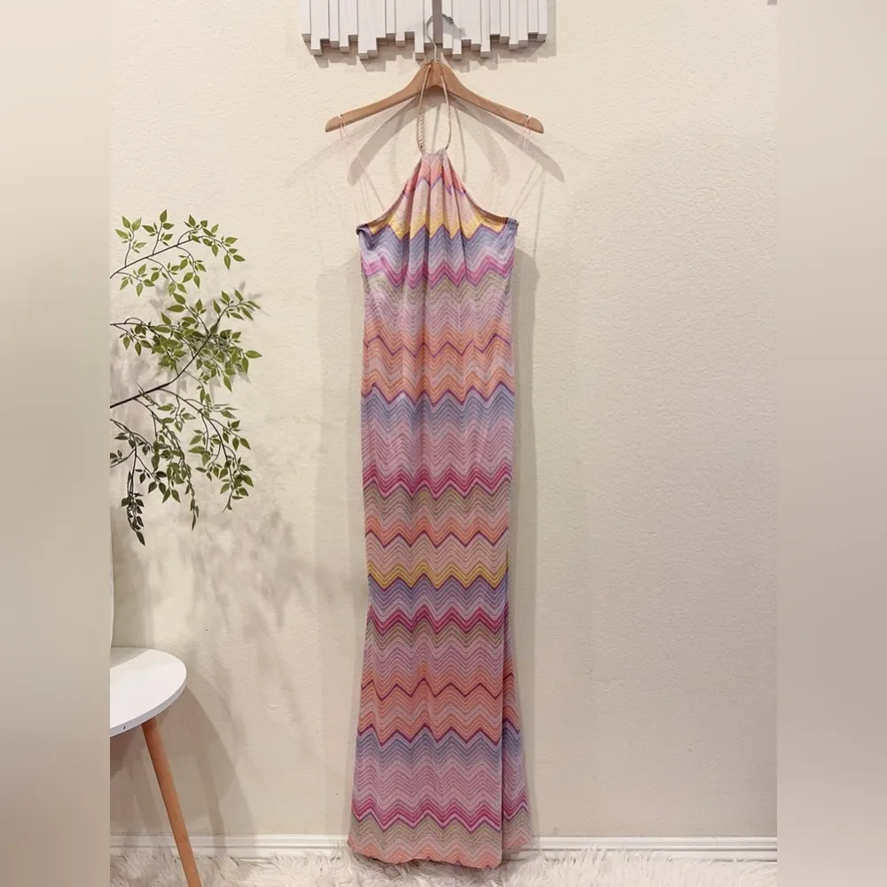 Liv Foster Jacquard Knit Mermaid Maxi Dress Size 6 NWT Vacation Ready Pink - Image 5