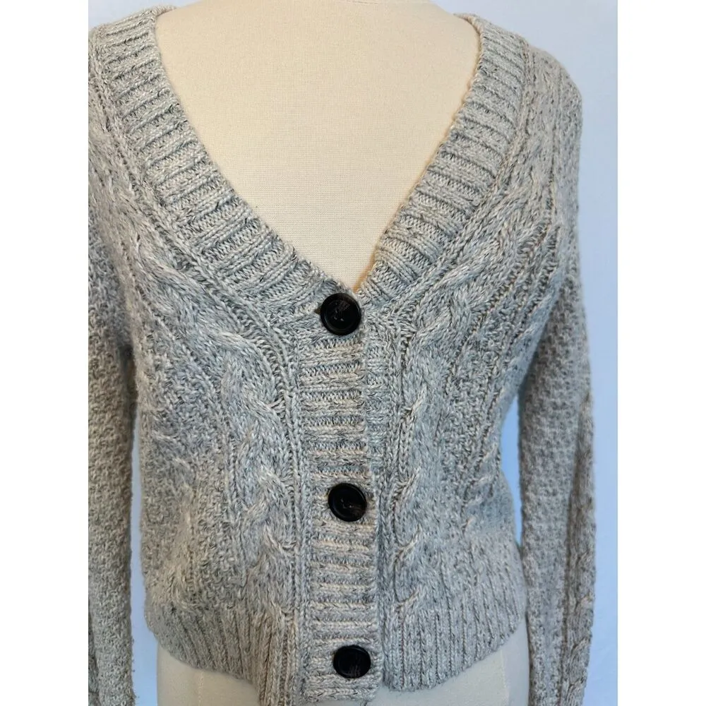 Vintage Y2K American Eagle Chunky Button Up Cardigan Size Medium Gray - Image 3