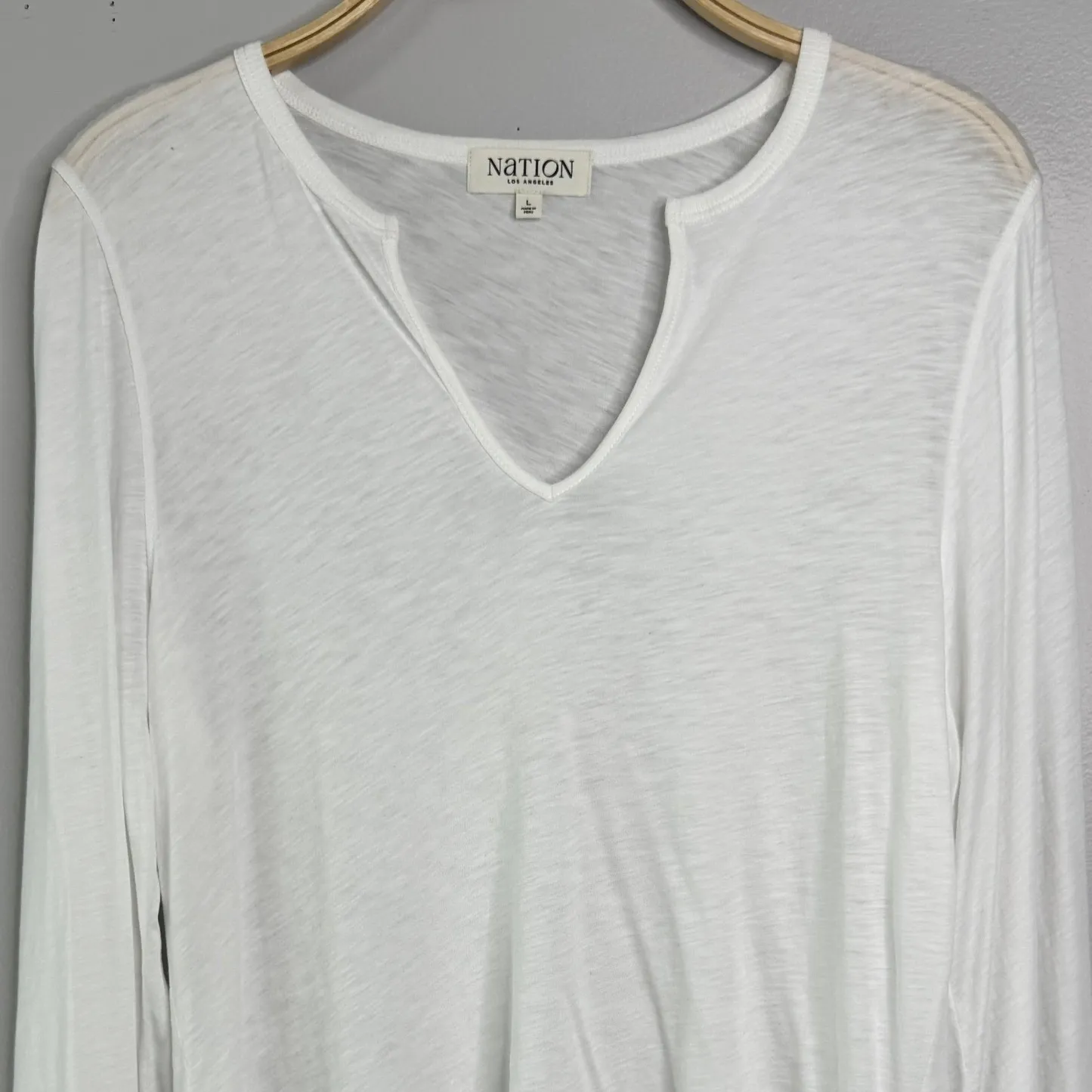Nation LTD Lian Long Sleeve Top Size Large White Minimalist Casual Soft Basics - Image 5