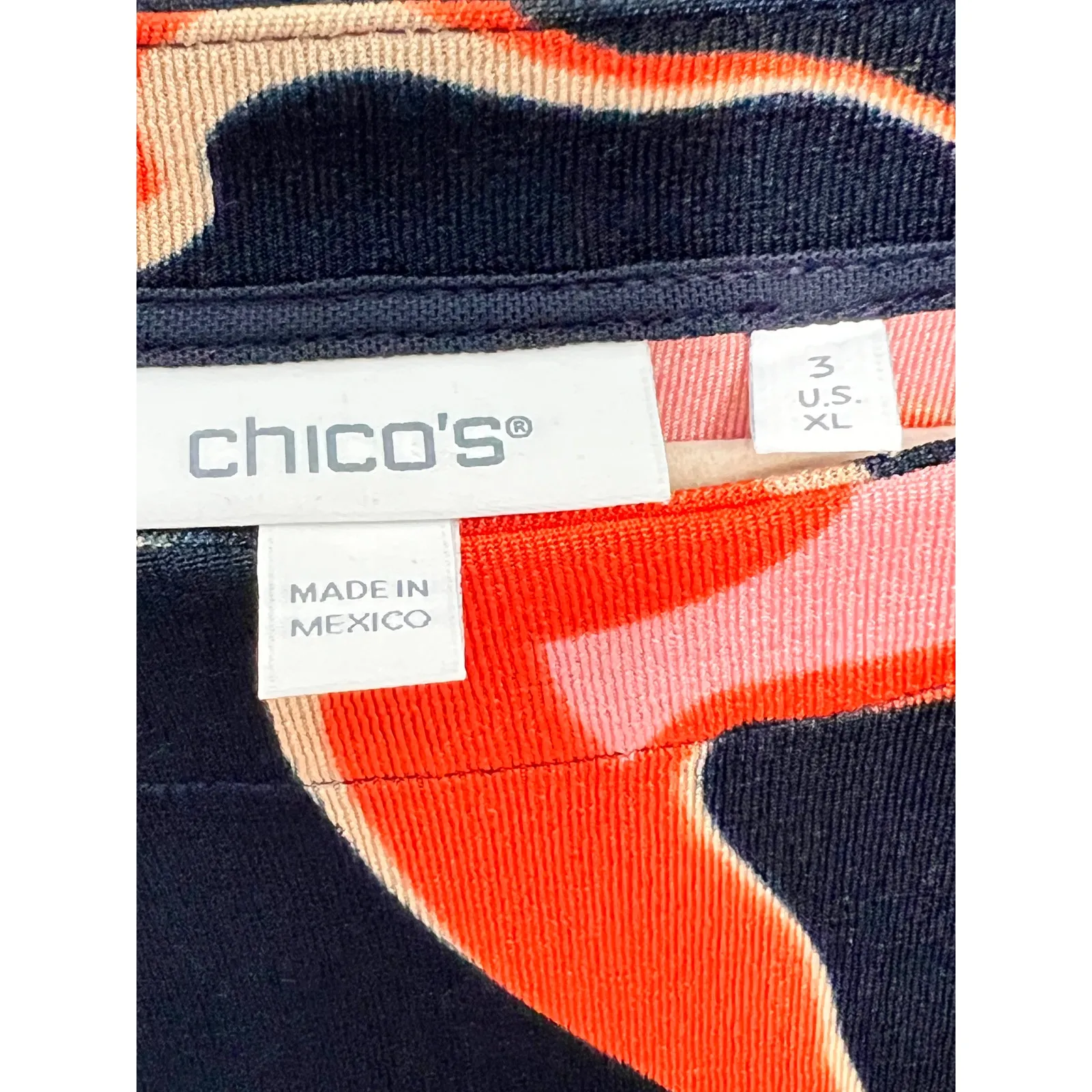 Chico's size 3X navy/orange floral bright cap sleeve liquid knit top travel - Image 5