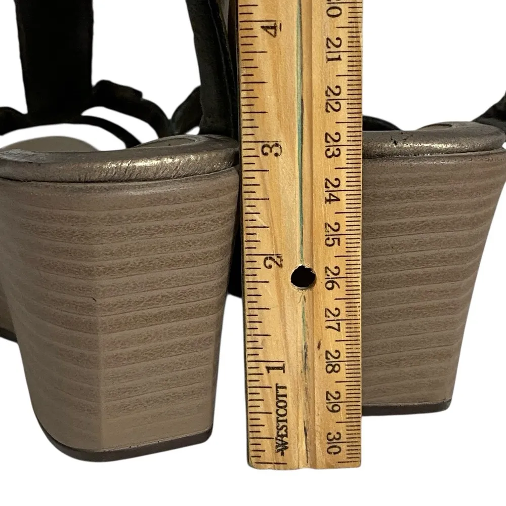 Naot Sandals Womens 40/9 Flirt Ankle Strap Metallic Golden Leather Wedge Summer - Image 12