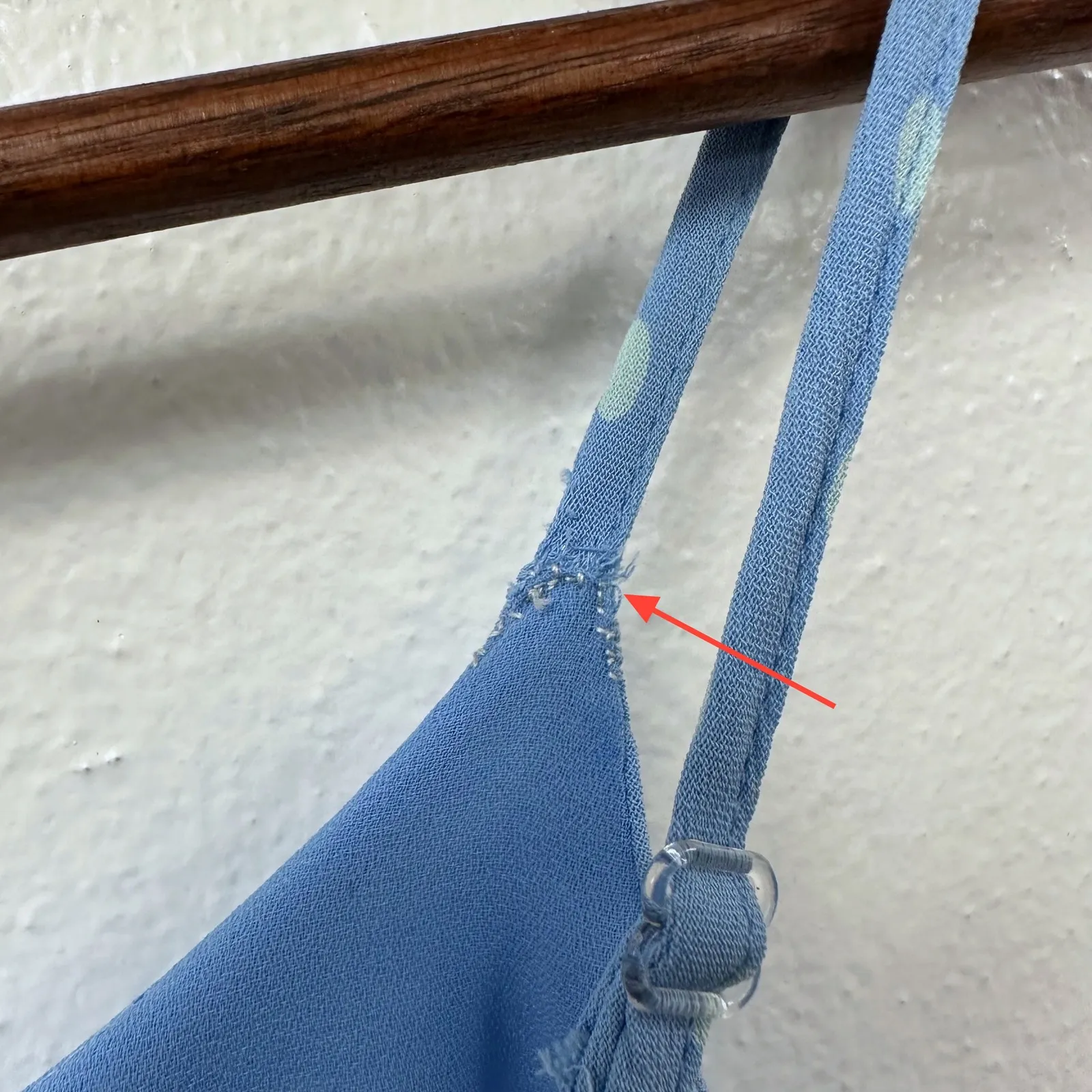 Vintage‎ American Eagle Outfitters Y2K Polka Dot Ruffle Midi Dress Blue Size 8 - Image 7