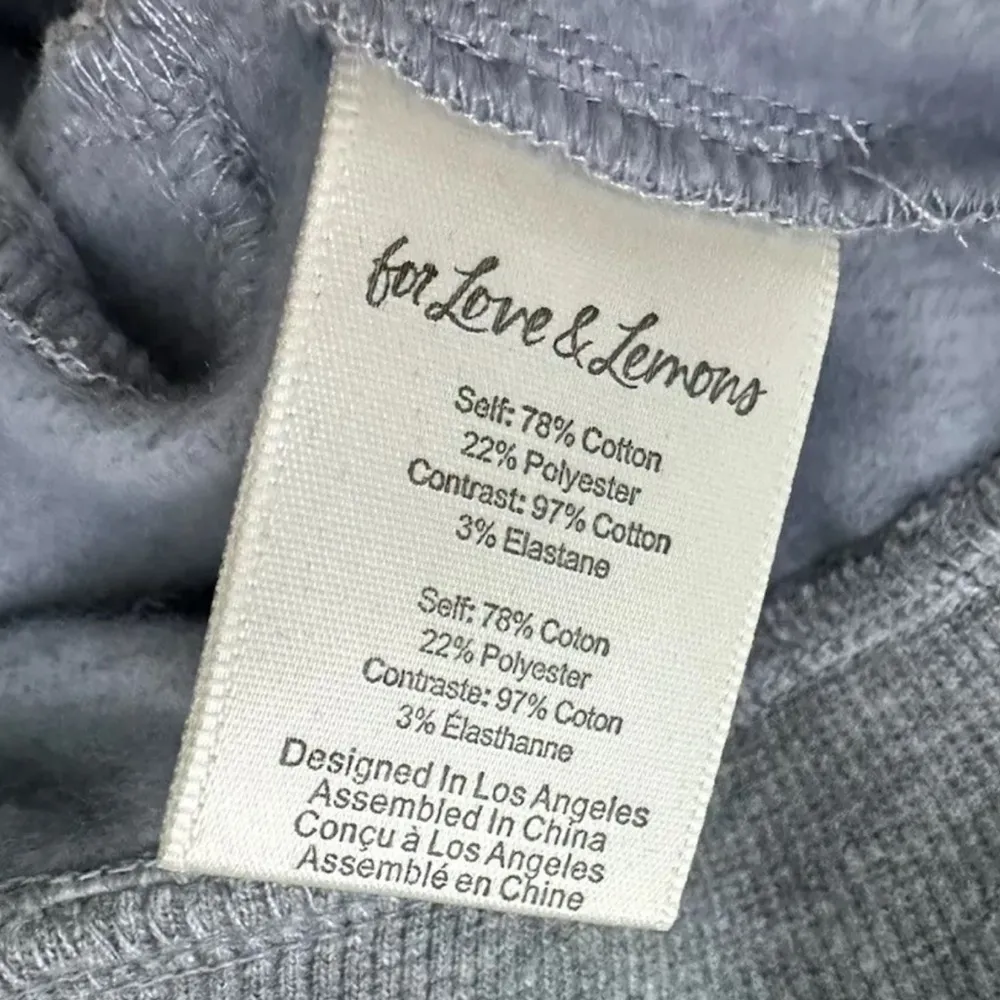 For Love & Lemons Gray Cropped Hoodie Sweatshirt & Joggers XL Set New VS FLL NWT - Image 8