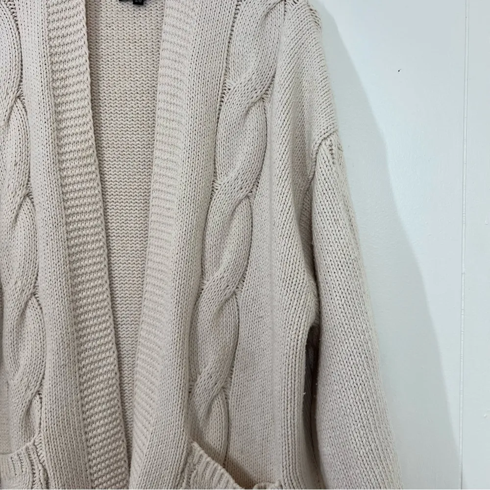 Vici Cream Oversized Heavyweight Chunky Cable Knit Belted Cardigan - Image 6