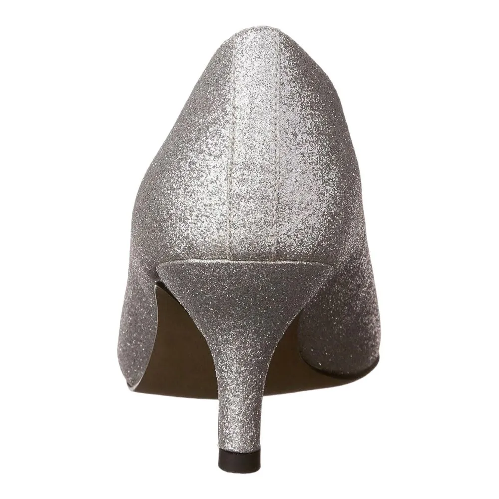 Easy Street Heels Easy Street Women's Chiffon Pump Silver Glitter Size 7 M NEW - Image 8