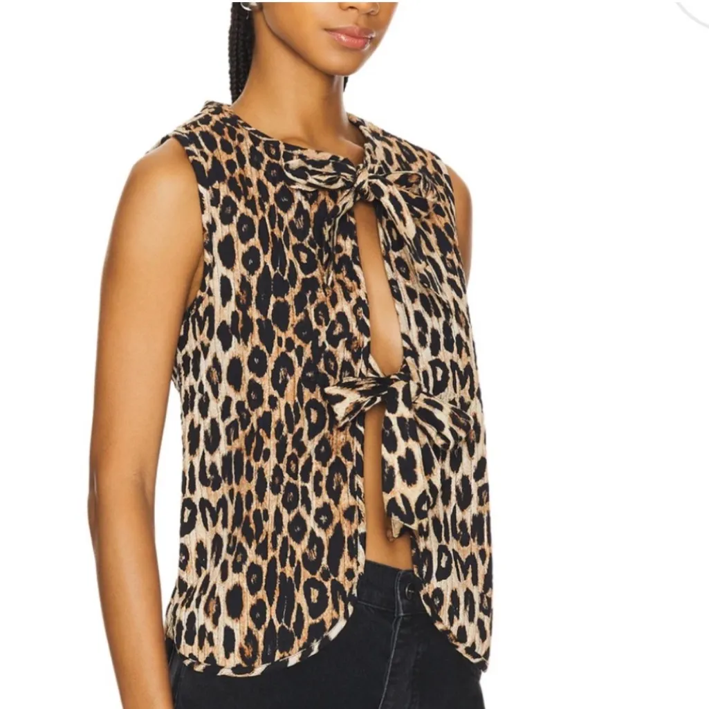 Damson Madder Leopard Print Tilly Gilet Vest Top Brown Size 2 - Image 2