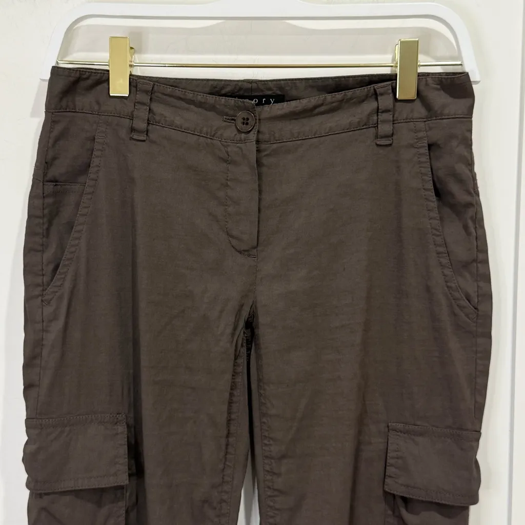 Theory Baja Crunch Cargo Pants Size 0 Brown Linen Minimal Grunge Y2K Utility - Image 4