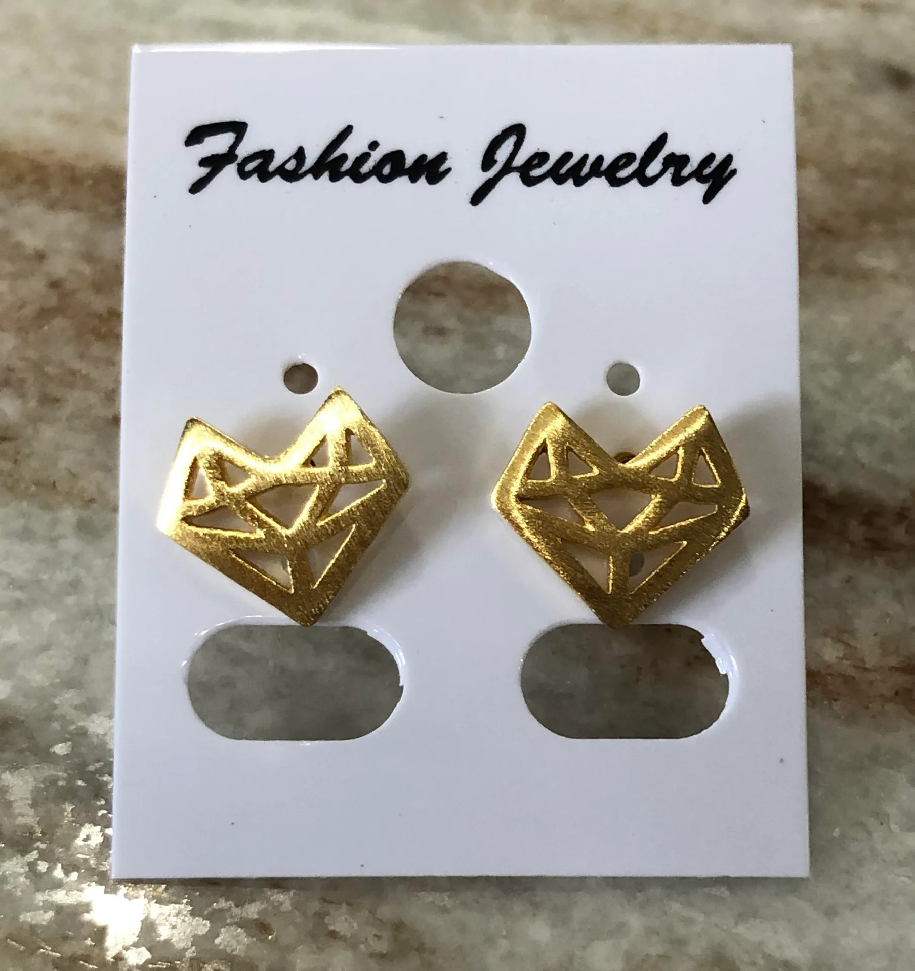 Geometric Diamond Shaped Studs - GOLD - Image 2