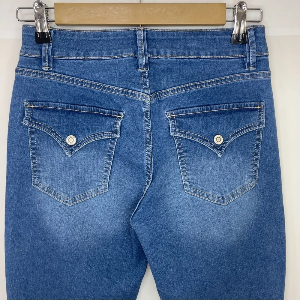 YMI Flare Jeans Women’s 3/26 Medium Wash Denim Back Flap Button Pockets - Image 11