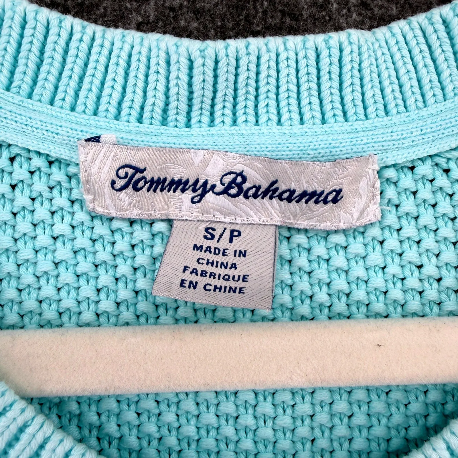 Tommy Bahama Belle Haven Turquoise Seed Knit Sleeveless Sweater Tank Top Small - Image 4