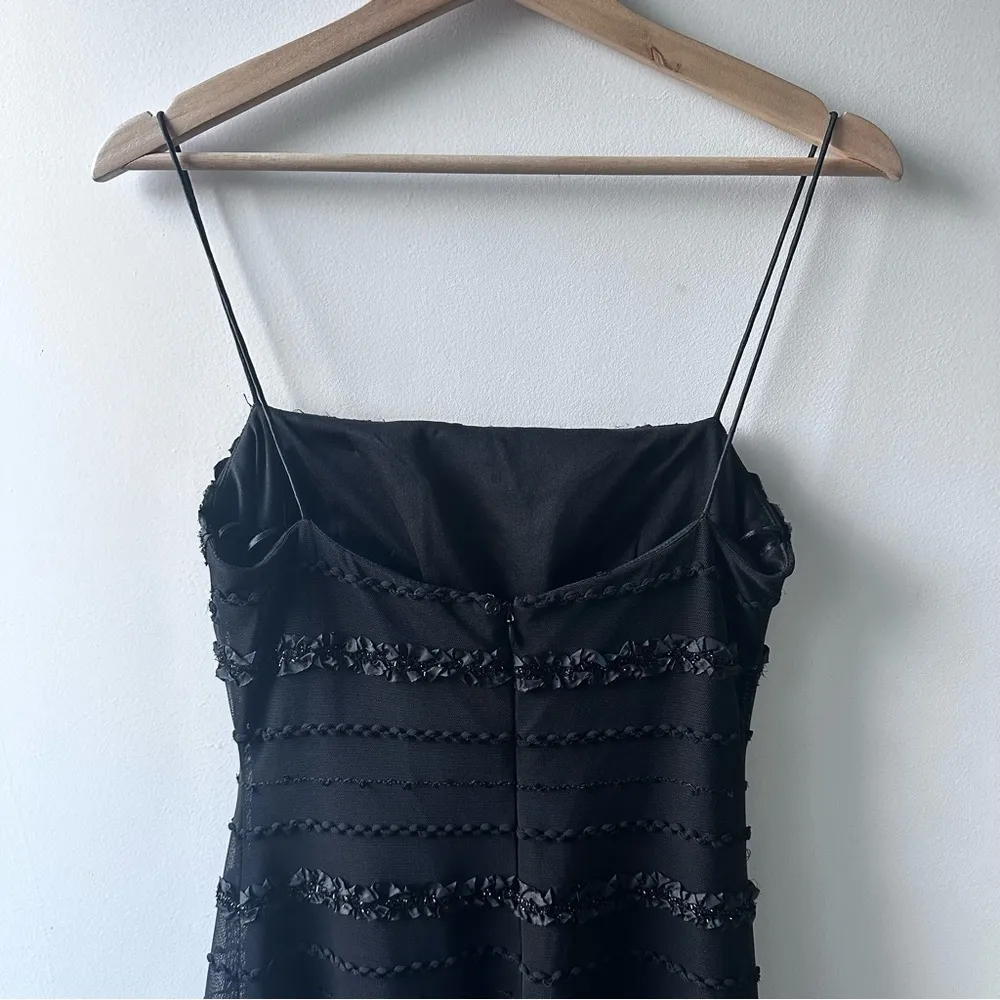 Vintage  Black Spaghetti Strap Maxi Dress Size 8 Y2K sequins 90s - Image 5