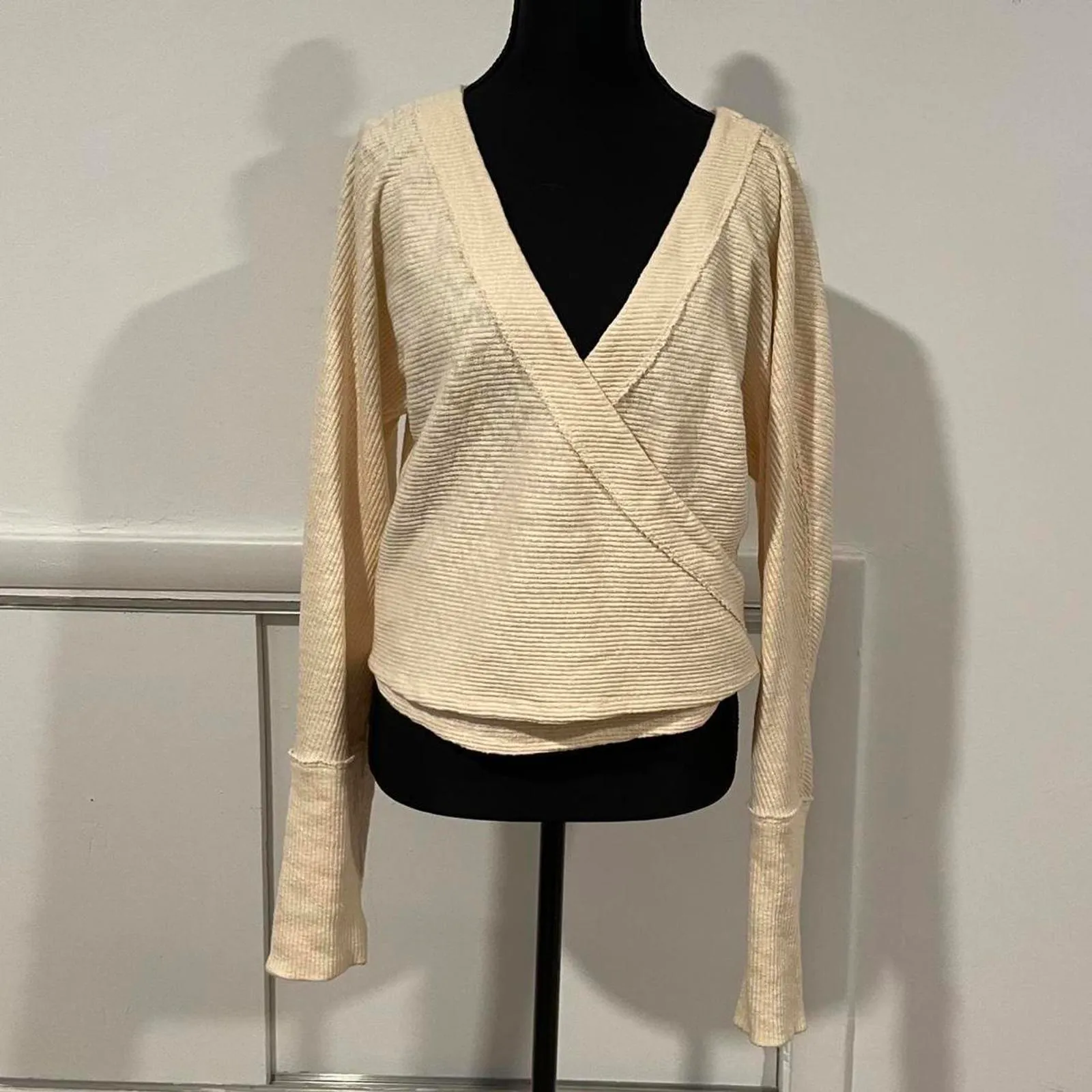 We The Free x Free People Lupine Tee Sz M Sugar Cookie Slub Knit Fabric - Image 2