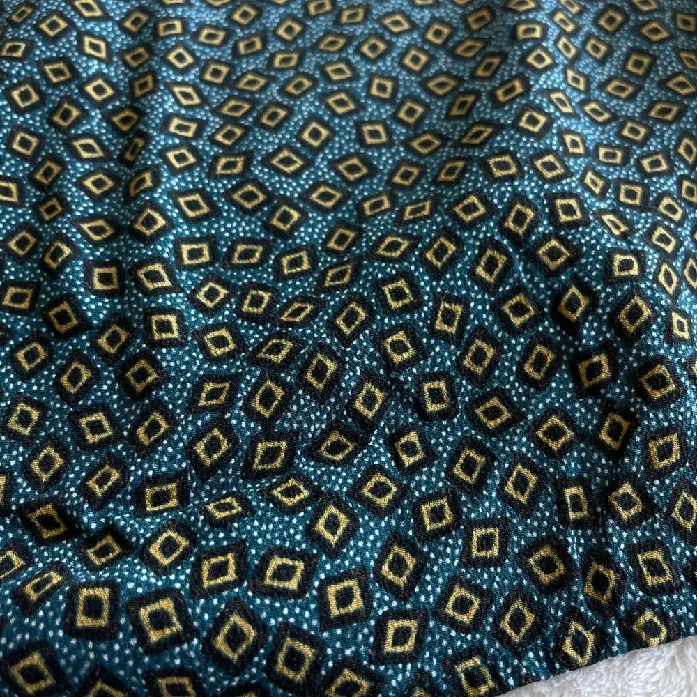 H&M Geometric Print Blouse Top Womens Size 10 Blue Long Sleeve Back Keyhole Soft - Image 13