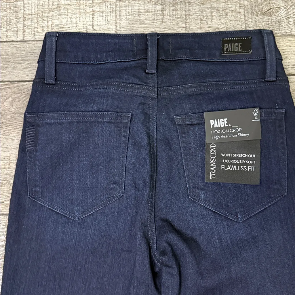 PAIGE Hoxton Crop High Rise Ultra Skinny Indigo Denim Jeans - Image 9