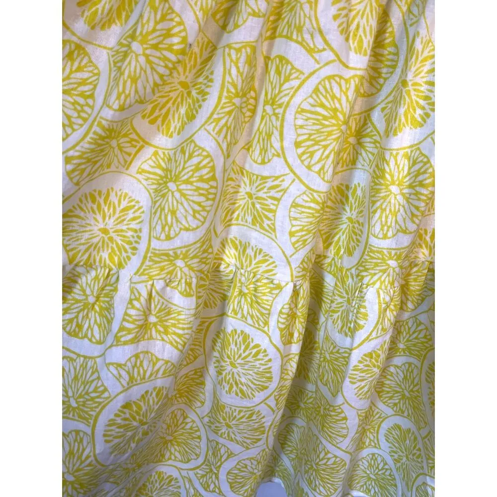 NWT Kathleen Maeve X Victoria Dunn Women Sundress Smocked Top Beachy Lemons sz L Yellow Size L - Image 3