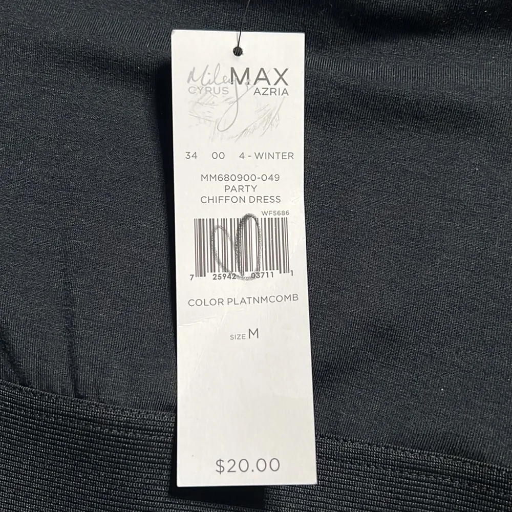 Miley Cyrus x Max Azria Platinum Grey Black Combo Party Chiffon Dress Medium NWT - Image 4