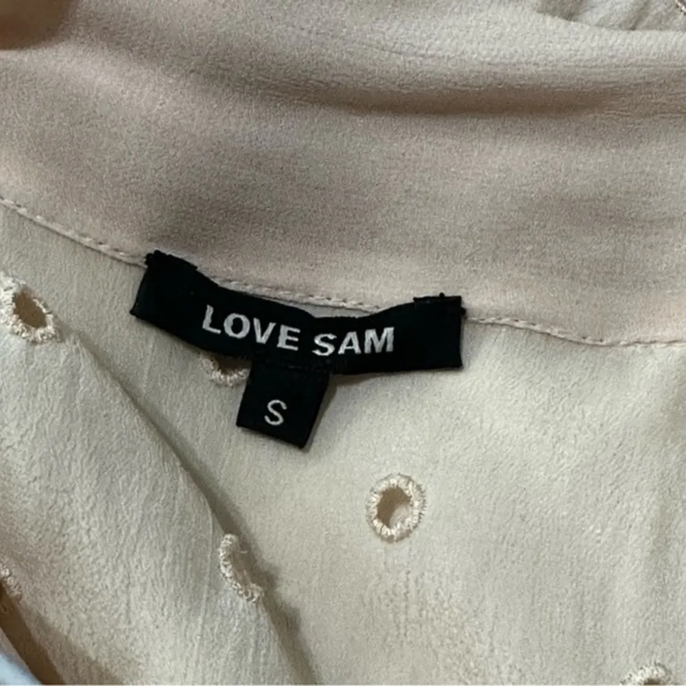 Anthropologie Love Sam S Pink Eyelet Ruffle Hem Halter Tie Neck Sleeveless Top - Image 5