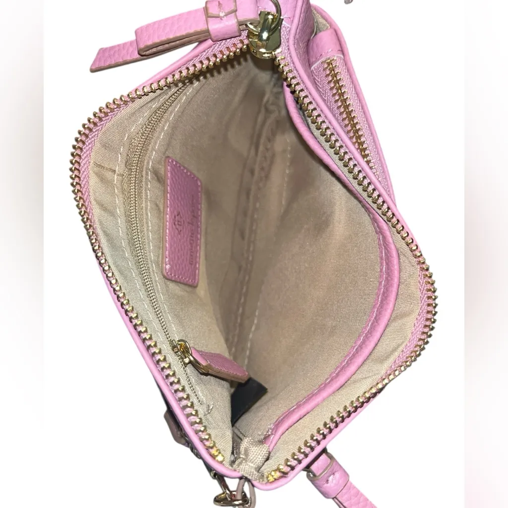 Nanette Lepore Mandy Wristlet Clutch in Bedrose Color with Tan Interior - Image 5