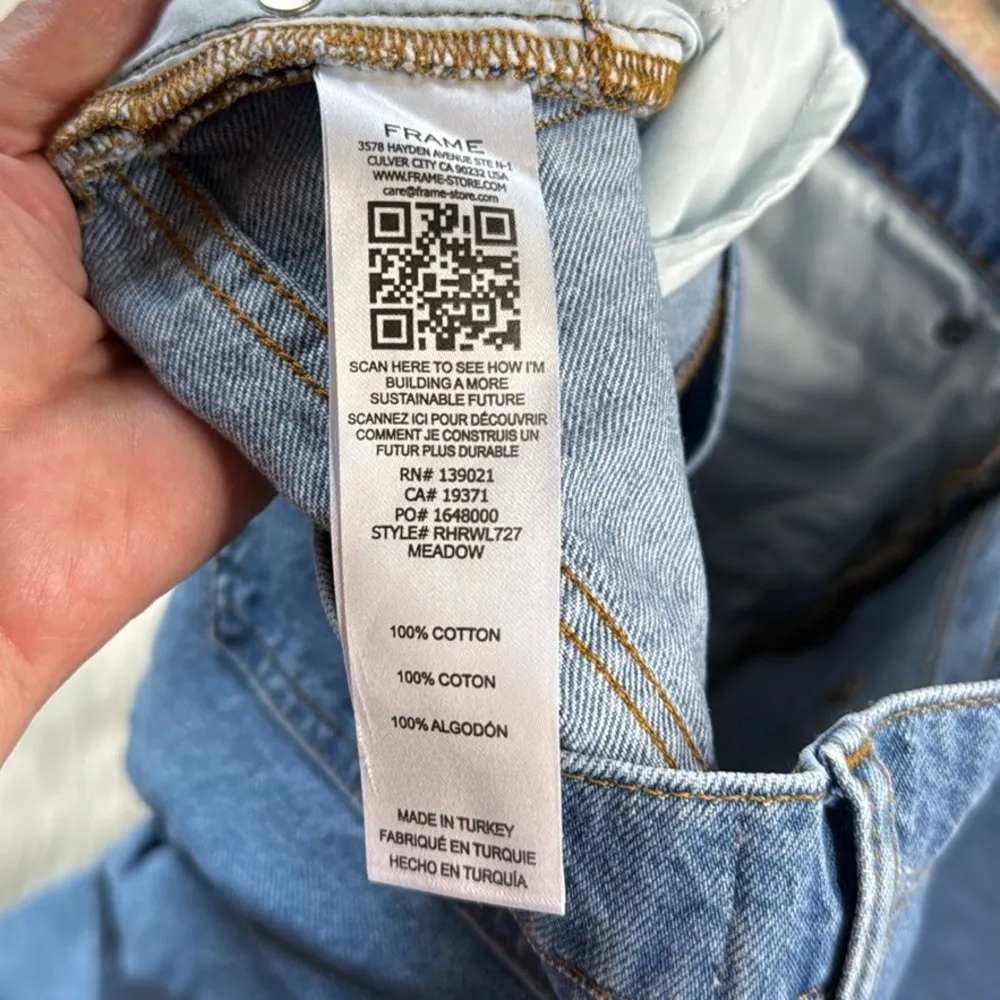 Frame Denim Rolled High Rise Jeans in Meadow - Image 5