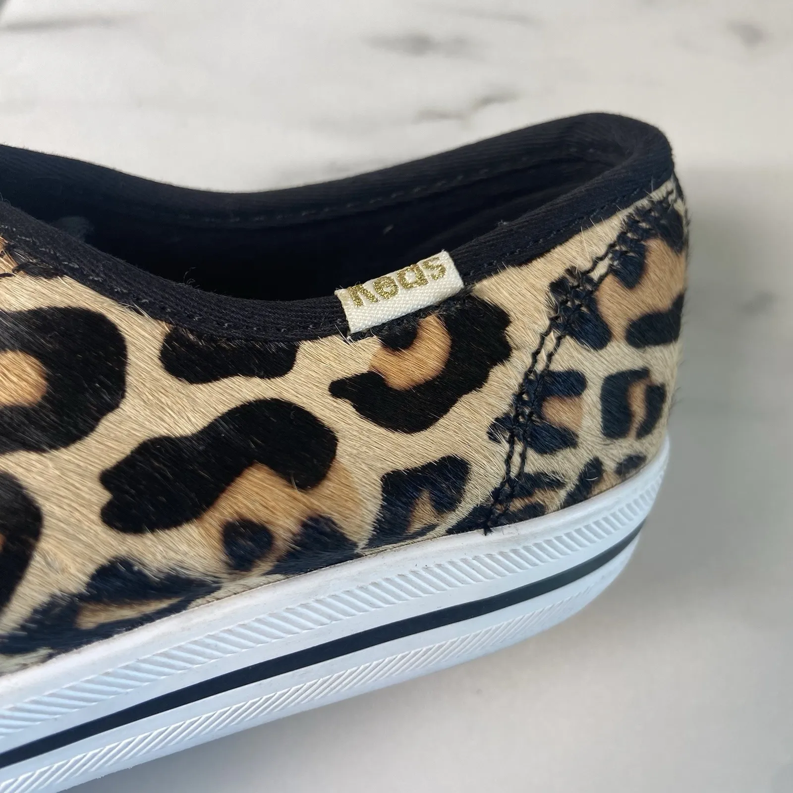 KEDS X KATE SPADE NEW YORK Kickstart Genuine Calf Hair Sneaker Cheetah Print 7.5 - Image 6
