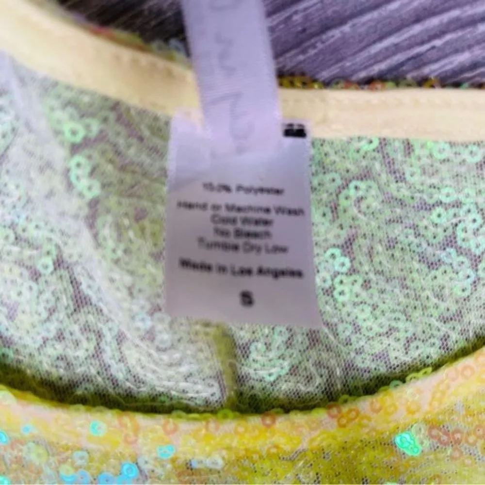 Sequin Lucy in the sky midi dress / long shirt / yellow holographic sequin dress - Image 5