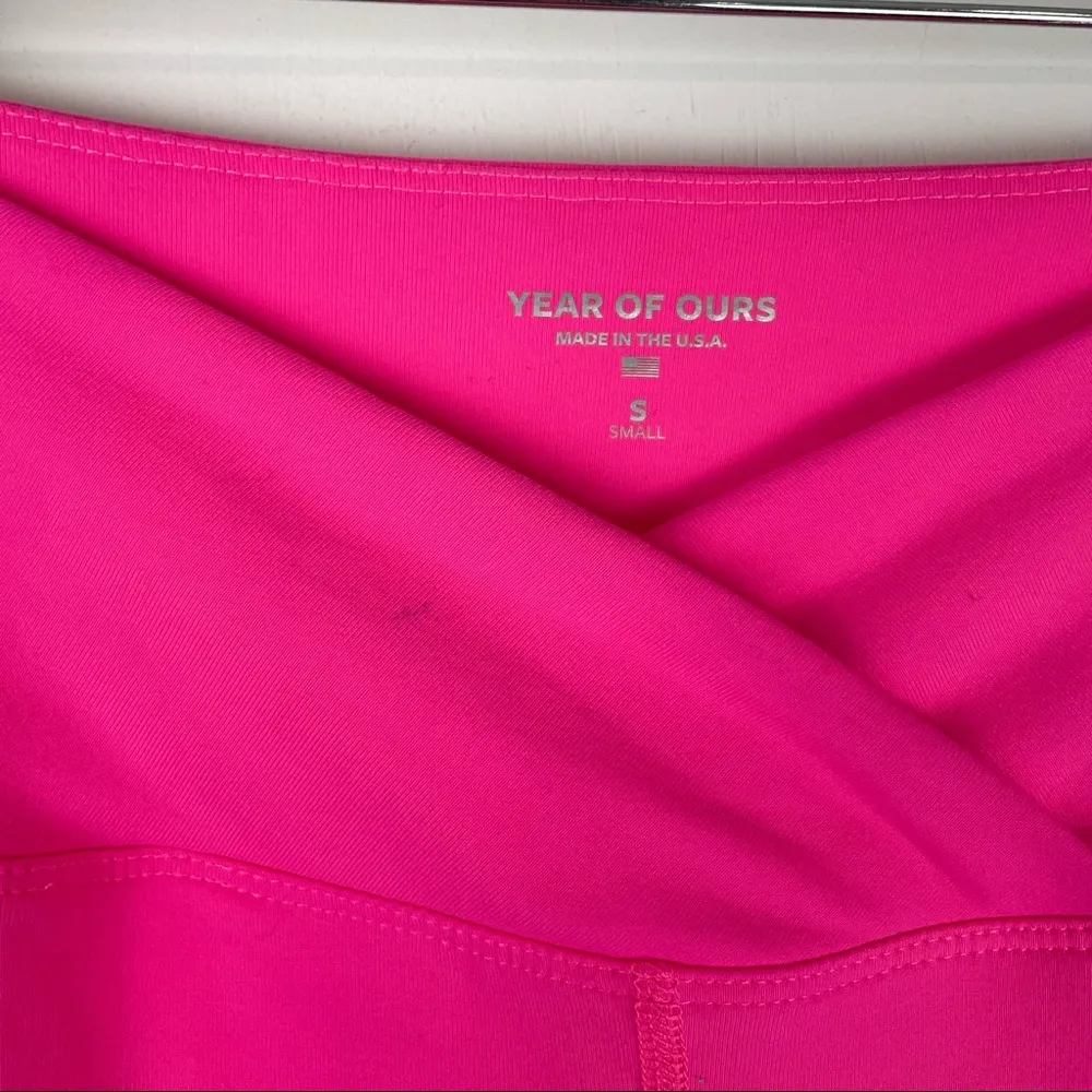 Revolve Year of Ours Workout Set Sports Bra Crossover Leggings Pink Sz Small - Image 15