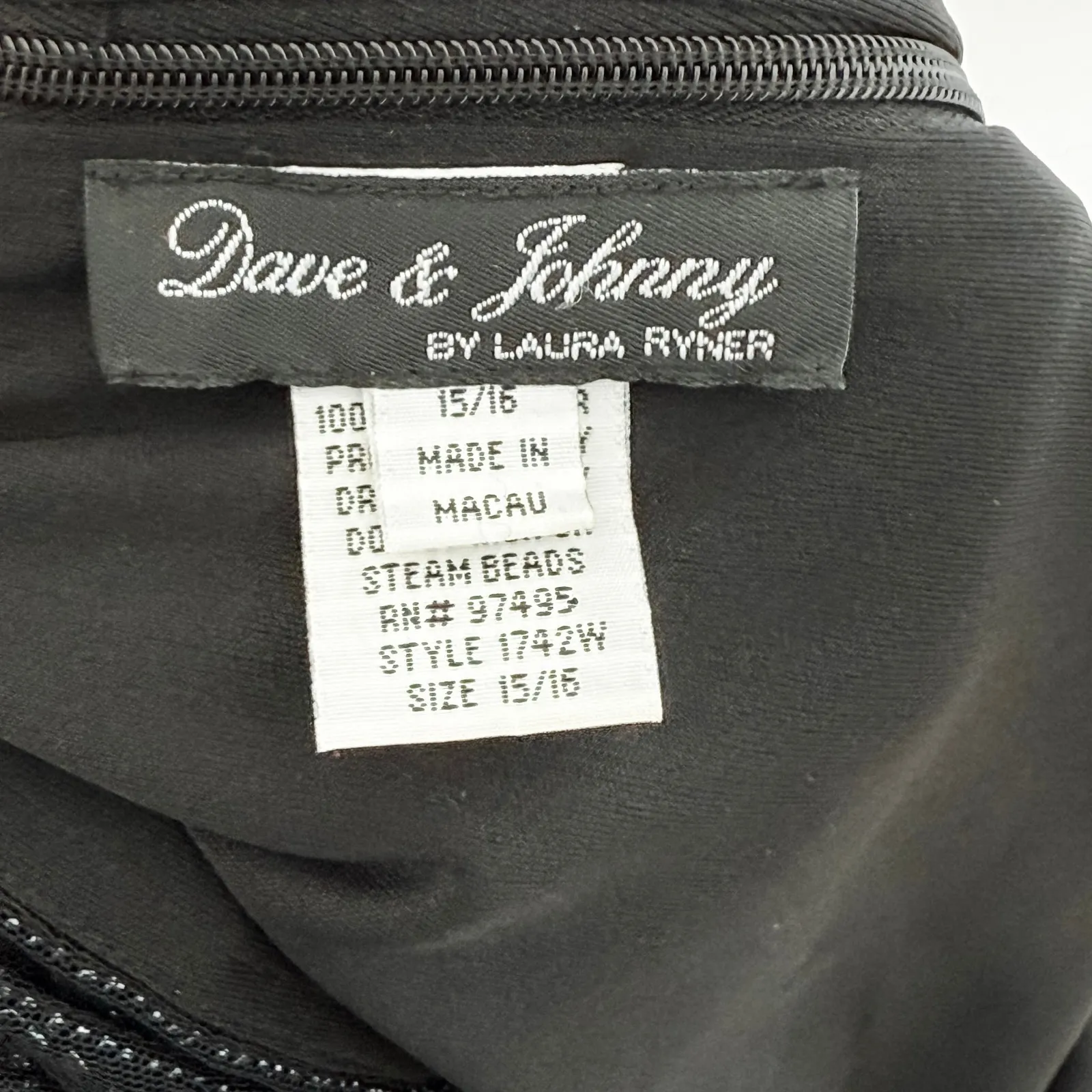 VTG Dave & Johnny Womens Maxi Dress‎ 15/16 Black Beaded Formal 90s Goth Romantic - Image 7