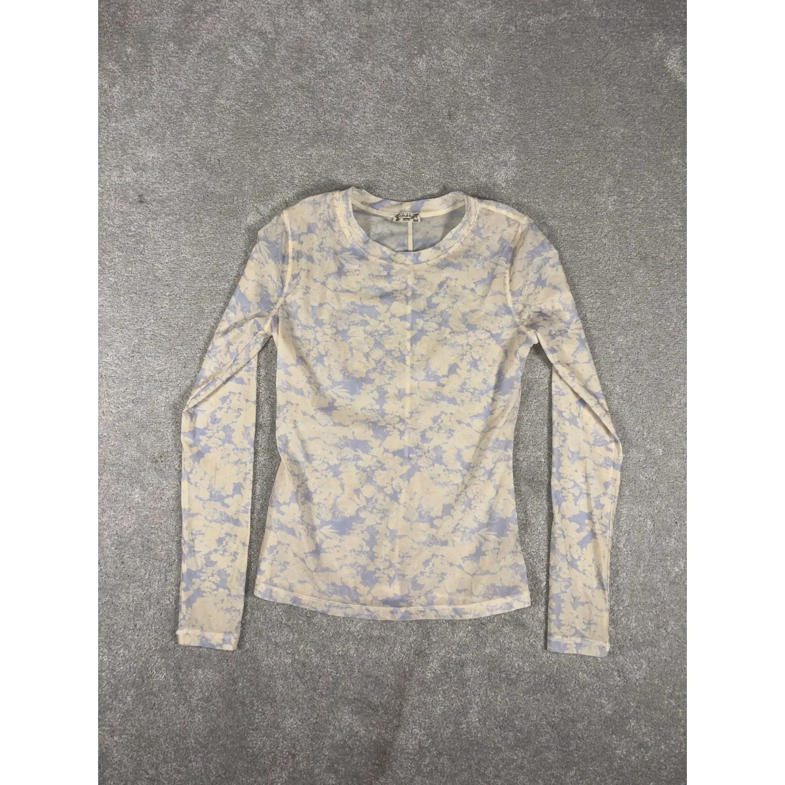 Intimately Free People Walk This Way Printed Sheer Top Small Blue Yellow Floral - Image 3