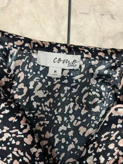Como Sleep Long Sleeve Shirt Pants Pajama Set Women's M Black Animal Print Size M - Image 8