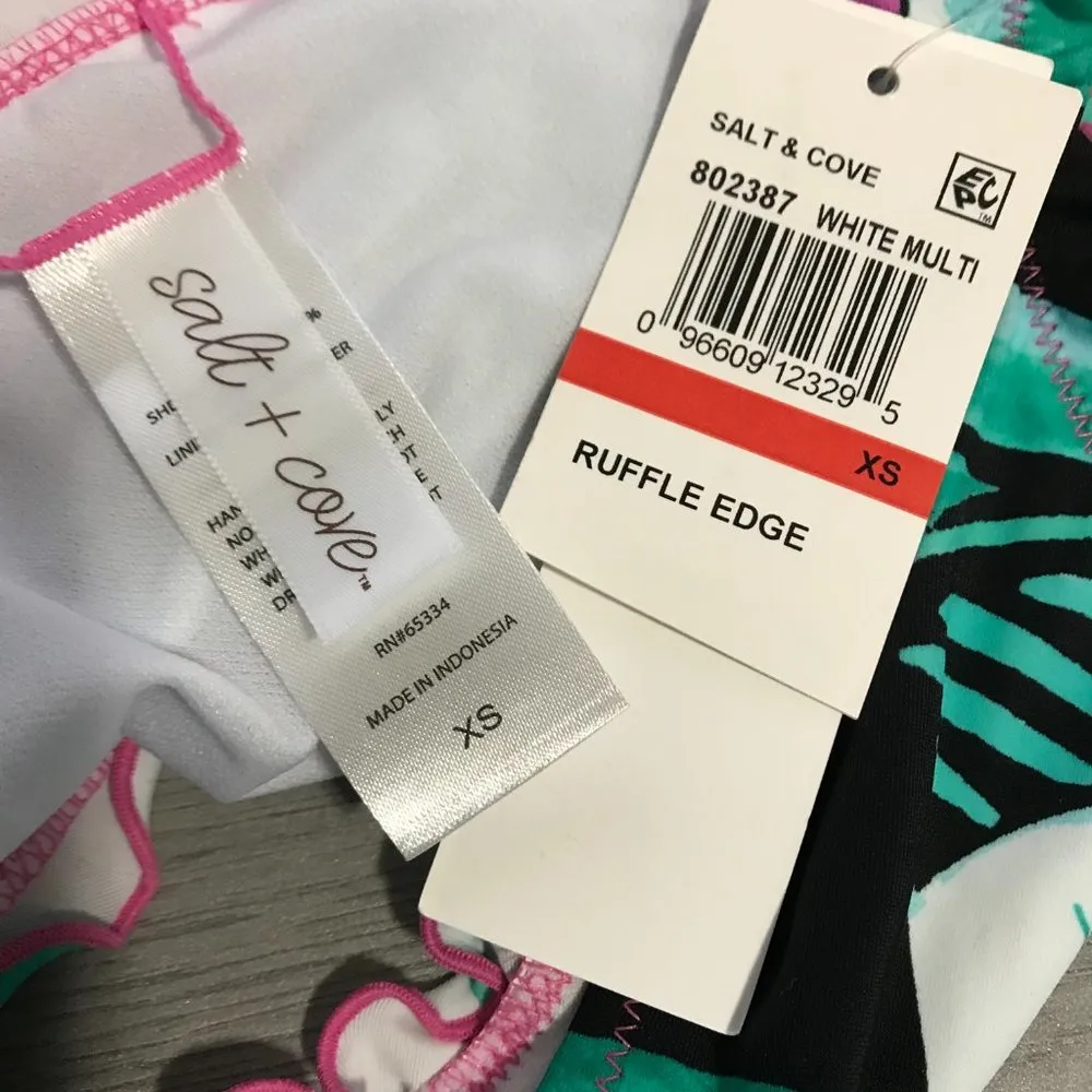 Salt + Cove Hipster Ruffle Scallop Edge Floral Bikini Swim Bottom Jrs XS NWT Green Size undefined - Image 2