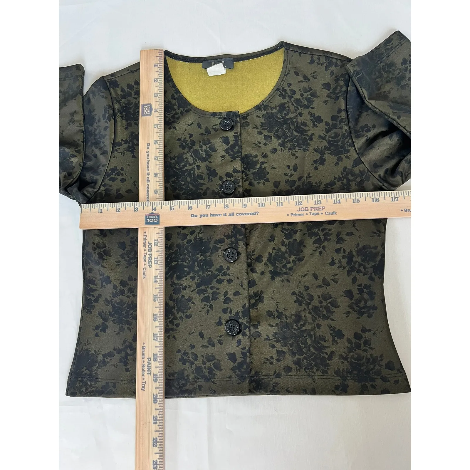 Geri C. 2 piece matching skirt set women's Medium green black floral VTG 90s - Image 6