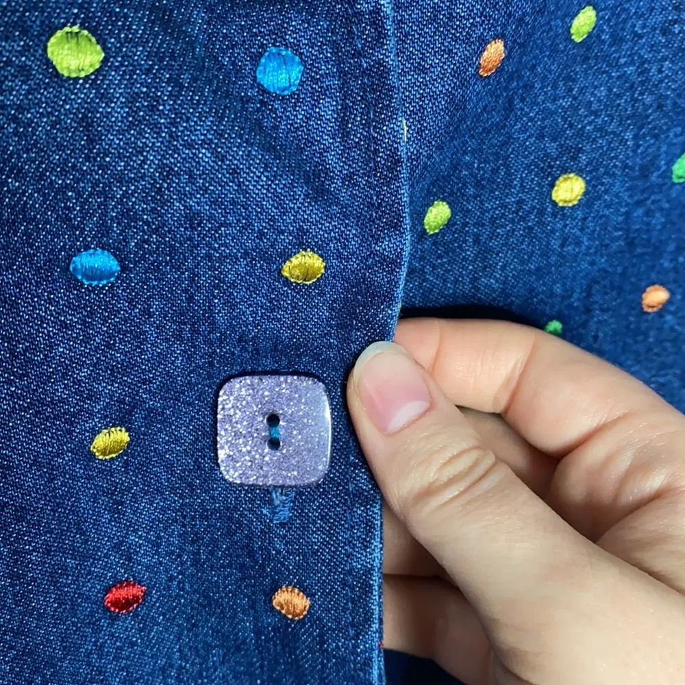 Keren Hart rainbow embroidered denim jacket size S - Image 7