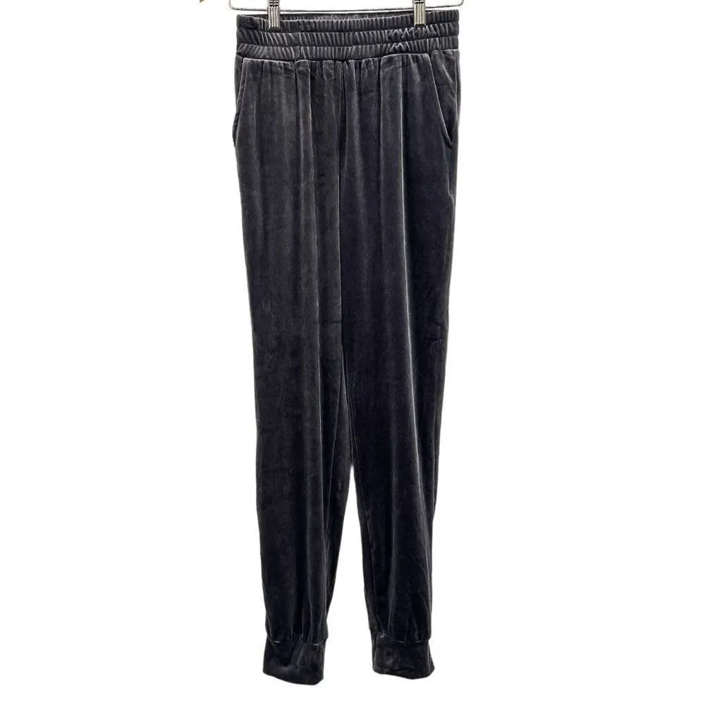 NUDE Crushed Velvet Joggers High Waisted Relaxed Loose Sweatpants Gray Small - Image 23
