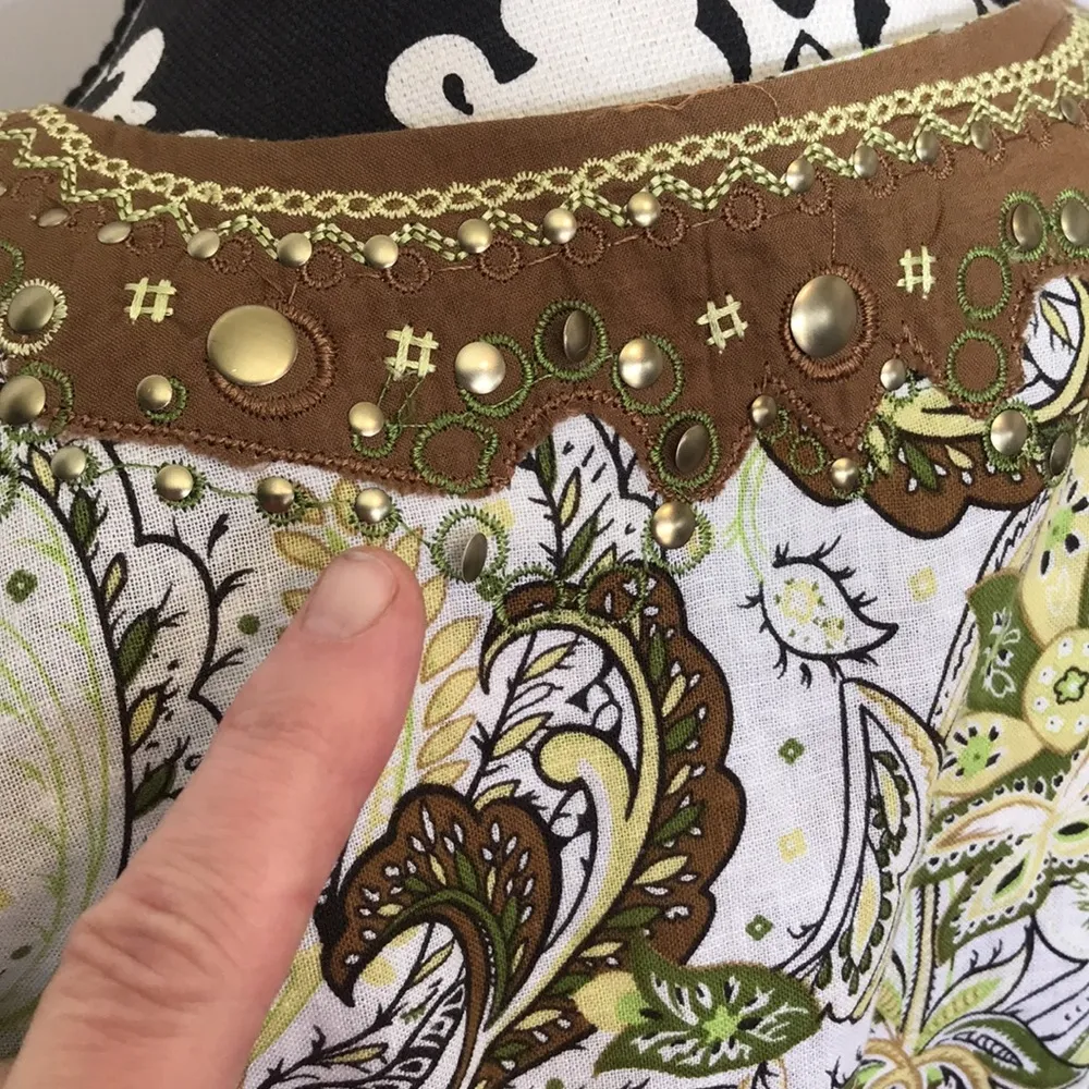 Cynthia Rowley linen floral and paisley tunic blouse - Image 3