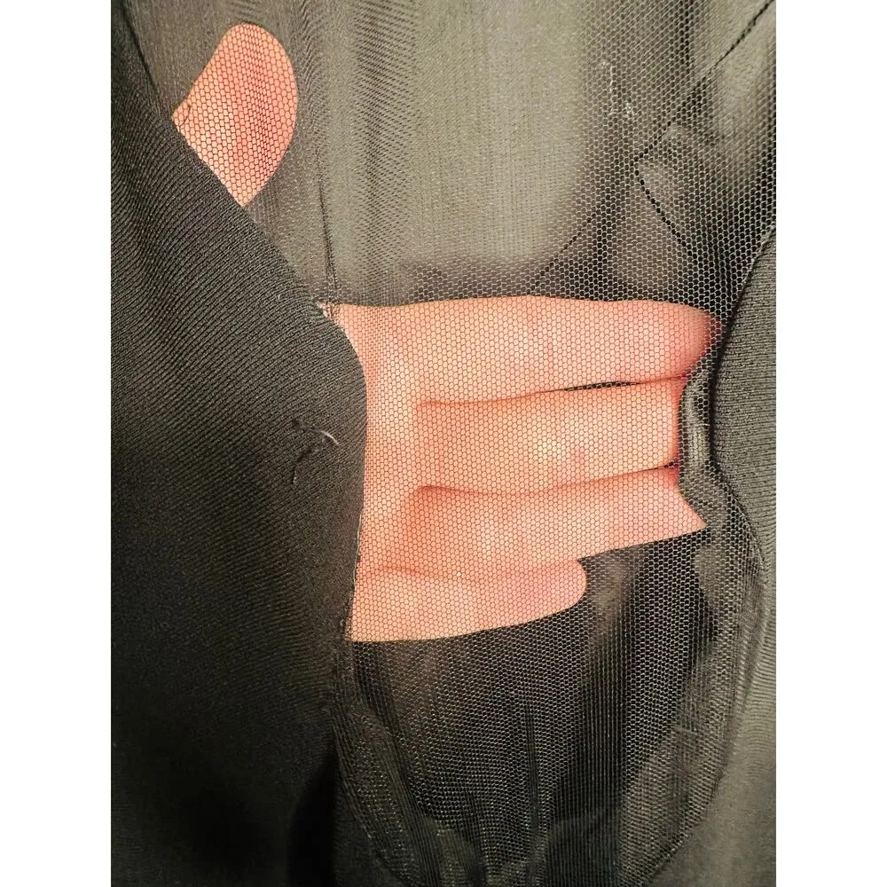 THEIA Women's Black Matte Mesh Cut Out Back Fitted Gown Maxi Dress Size 4 - Image 15