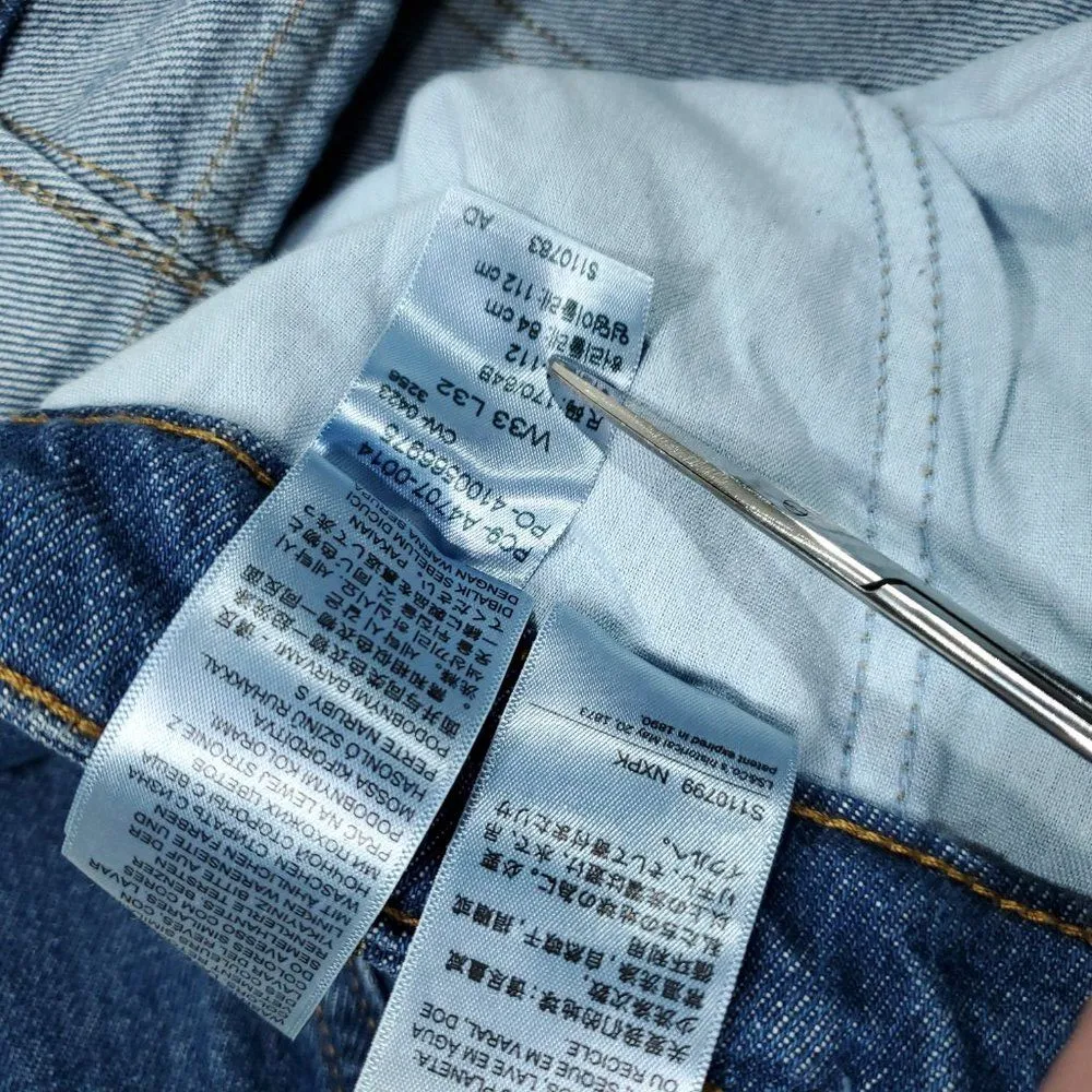 Levi's 94 Baggy Cargo Wide Leg Jeans Dark Wash Blue Y2K Size 33x32 Loose 90s - Image 7