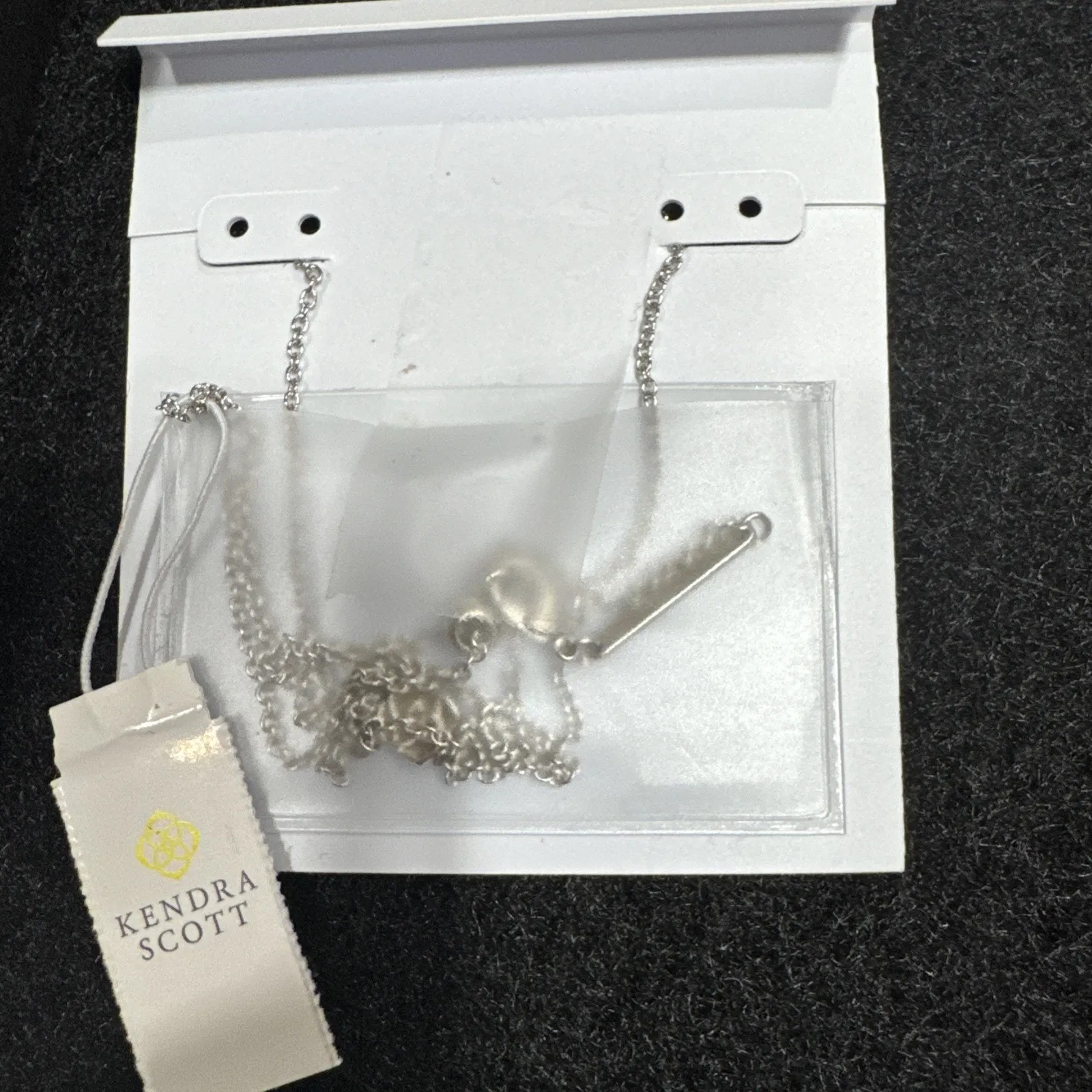 Kendra Scott Letter Y Disc Pendant Necklace Rhodium Black Mother-Of-Pearl Silver - Image 4