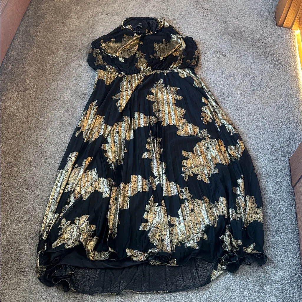 MSK Black/Gold Pleated Dress SIZE 16 Black - Image 5