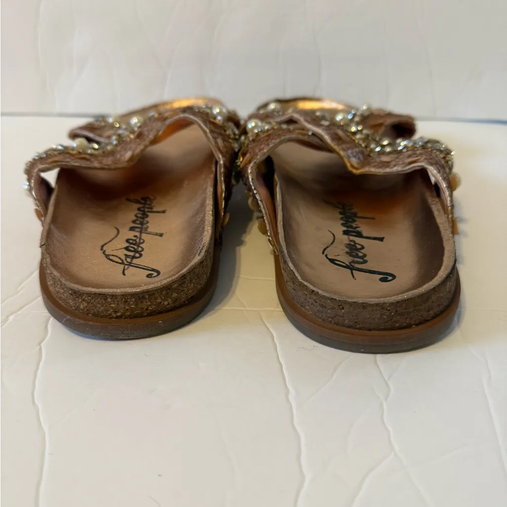 Free People MoonChild Embellished  Sandals Rose Gold Combo Size 40 (9.5/10) NWOT - Image 5
